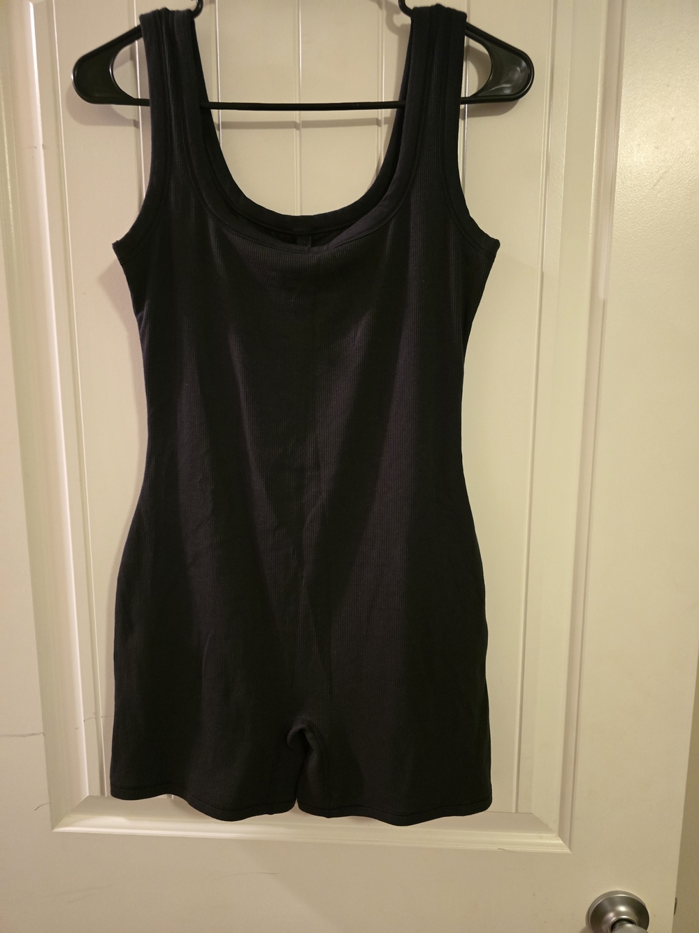 SKIMS Cotton Rib Onesie Romper Soot Black Size L NWT Discontinued - Picture 4 of 8
